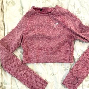 GYMSHARK mauve pink cropped long sleeve